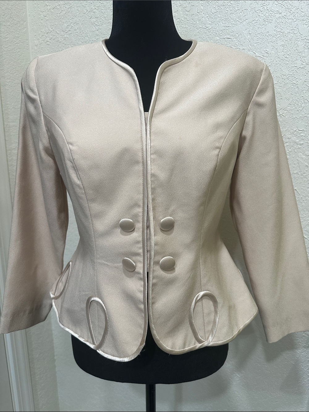Women’s Champagne Beige Tailored Peplum Jacket